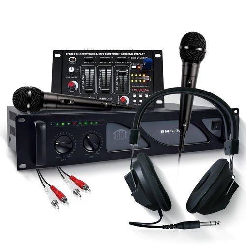 Table de mixage DJ USB Bluetooth Amplificateur sonorisation 4000W, ventilation continue, Casque, Micros, Cble - Pack Bm Sonic