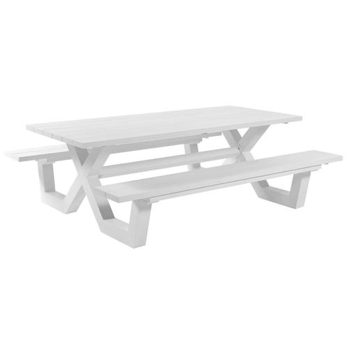 Table De Pique-Nique 10 Personnes En Aluminium Blanc L220