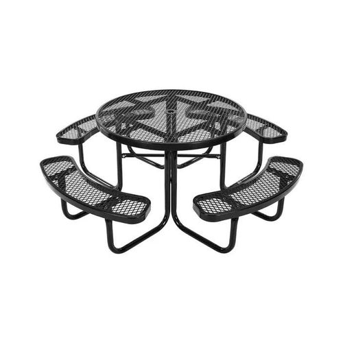 Table De Pique-Nique Robuste-Vevor-1150 Mm-Avec Bancs, Ensemble Table Ronde Et Banc D'extrieur En Acier Enduit