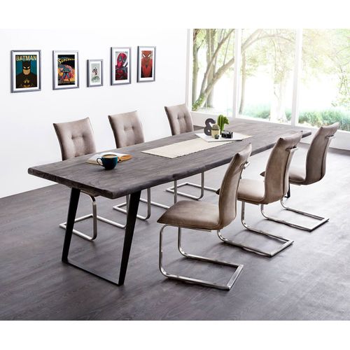 Table-De-Salle--Manger Edge Acacia Platine 300x100 Xl Mtal Inclin Live-Edge