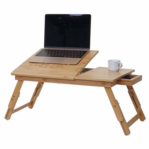 Table Pour Ordinateur Portable/Portatif Hwc-B81, Table Pliante, Trous D'vent, Rglable, Bambou