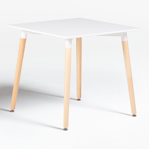 Table De Salle  Manger Carre En Bois De Htre Et Mdf (80x80 Cm) Royal Blanc