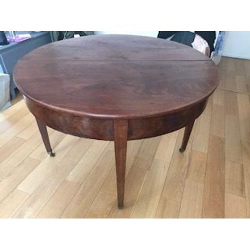 Table ronde ancienne en bois marron pliable en demielune Rakuten