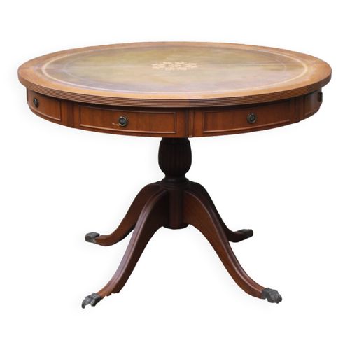 Table Ronde Style Empire En Cuir Et Bois Bois