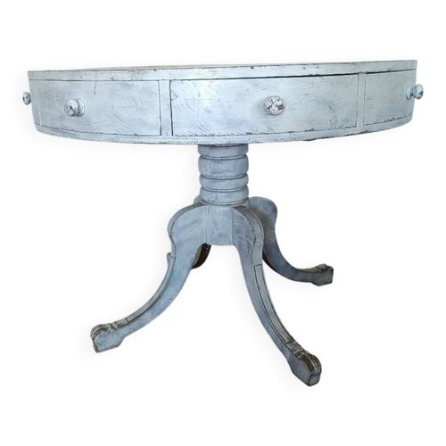 Table Ronde  Tiroirs En Bois Effet  Crus Blanc Blanc