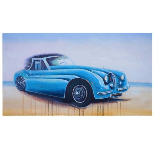 Tableau  L'huile, Voiture Ancienne, Peint  La Main  100%, Toile De Dcoration Murale Xl   140x80cm