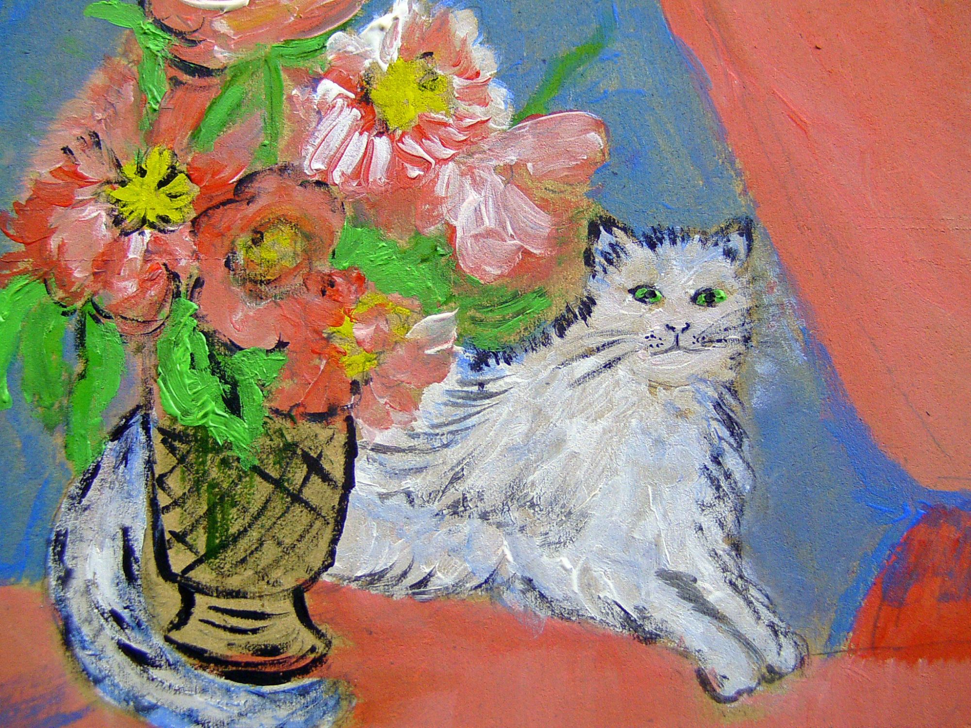 Tableau Acrylique Chat Et Le Vase Peinture Rakuten