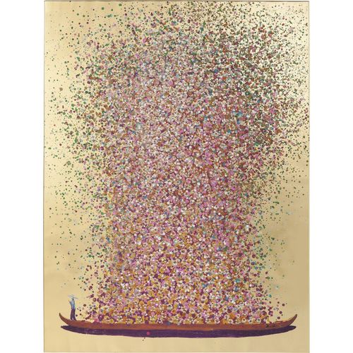 Tableau Touched Fleurs Pirogue Dor Et Rose 80x100cm Kare Design