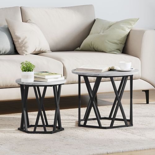 Tables D'appoint Empilables Vidaxl 2 Pcs Gris Sonoma En Bois Reconstitu
