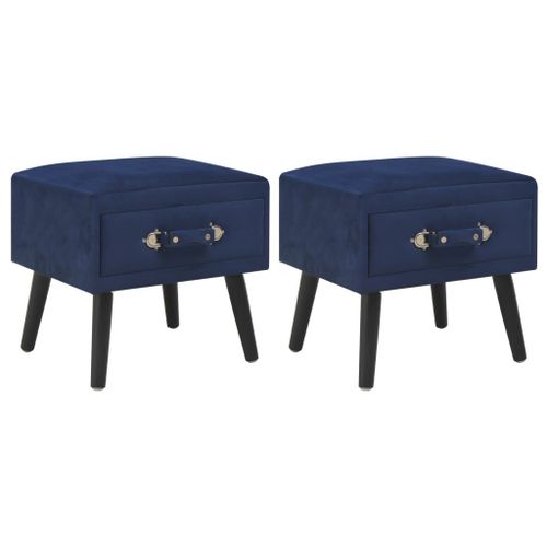 Vidaxl Tables De Chevet 2 Pcs Bleu 40x35x40 Cm Velours