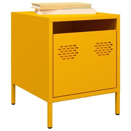 Tables De Chevet 2 Pcs Jaune Moutarde 35x39x43,5 Cm Acier