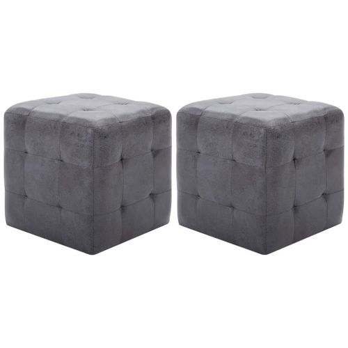 Tables De Chevet En Similicuir Daim | Lot De 2, 30x30x30 Cm, Style Retro, Multifonctionnel, Gain De Place