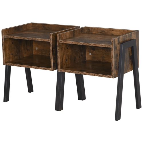 Tables De Chevet Style Industriel - Lot De 2 Tables De Nuit - Meubles Empilables - Panneaux Particules As
