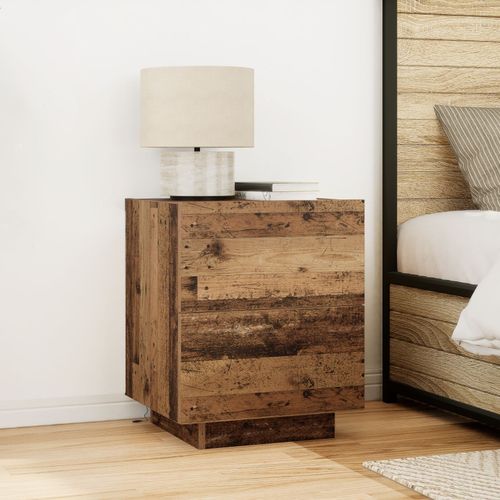 Tables De Chevet Vidaxl Avec Lumires Led 2 Pcs Bois Ancien 45x40x55 Cm