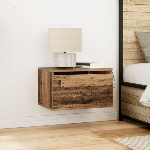 Tables De Chevet Vidaxl Avec Lumires Led 2 Pices  Mur En Bois Ancien