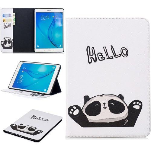 Tablet tui Pour Samsung Galaxy Tab A/Sm-T550 / T555 (9,7 Pouces) Pu Cuir Couverture Magntique Housse Panda Say Hello Motif Stent Fonction Flip Cuir Pour Galaxy Tab A 9,7.[F1262]