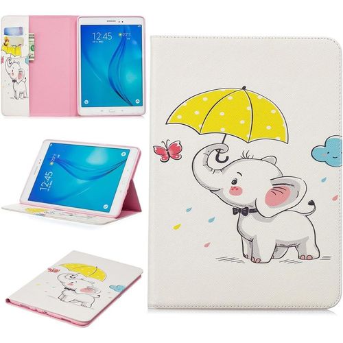 Tablet tui Pour Samsung Galaxy Tab A/Sm-T550 / T555 (9,7 Pouces) Pu Cuir Couverture Magntique Housse Parapluie D'lphant Motif Stent Fonction Flip Cuir Pour Galaxy Tab A 9,7.[F1308]
