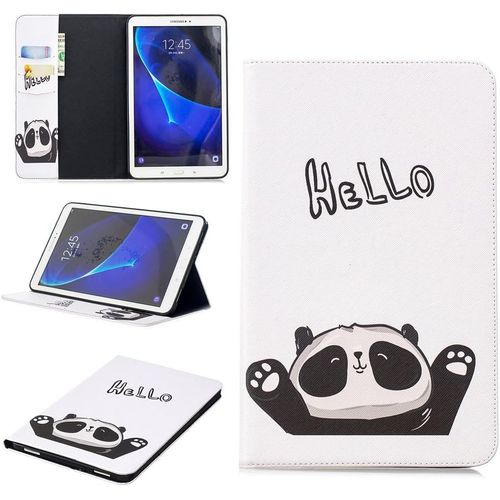 Tablet tui Pour Samsung Galaxy Tab A/Sm-T580 / T585 (10,1 Pouces) Pu Cuir Couverture Magntique Housse Panda Say Hello Motif Stent Fonction Flip Cuir Pour Galaxy Tab A 10,1.[F1265]
