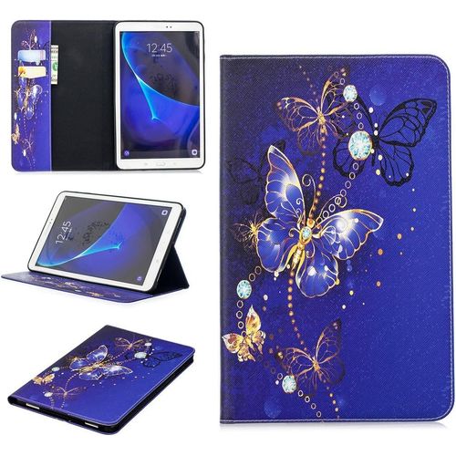 Tablet tui Pour Samsung Galaxy Tab A/Sm-T580 / T585 (10,1 Pouces) Pu Cuir Couverture Magntique Housse Papillon Bleu Rveur Motif Stent Fonction Flip Cuir Pour Galaxy Tab A 10,1.[F1306]