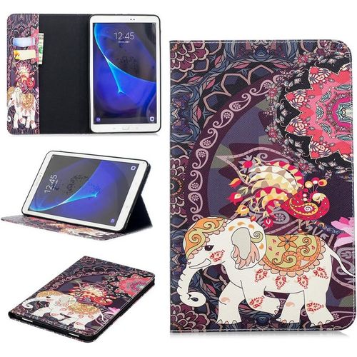 Tablet tui Pour Samsung Galaxy Tab A/Sm-T580 / T585 (10,1 Pouces) Pu Cuir Couverture Magntique Housse Totem D'lphant Motif Stent Fonction Flip Cuir Pour Galaxy Tab A 10,1.[F1283]