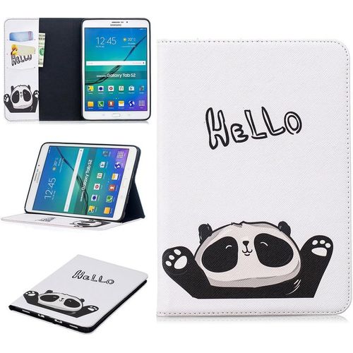 Tablet tui Pour Samsung Galaxy Tab S2 8,0 Pouces (Sm-T710 T715 T713 T719) Pu Cuir Couverture Magntique Housse Panda Say Hello Motif Stent Fonction Flip Cuir Pour Galaxy Tab S2 8,0