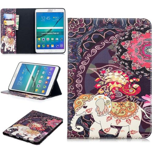 Tablet tui Pour Samsung Galaxy Tab S2 8,0 Pouces (Sm-T710 T715 T713 T719) Pu Cuir Couverture Magntique Housse Totem D'lphant Motif Stent Fonction Flip Cuir Pour Galaxy Tab S2 8,0