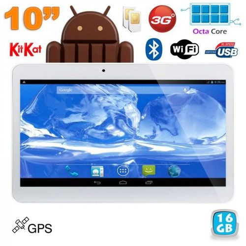 Tablette 3G 10.1 Pouces Android Quad Core Bluetooth Dual Sim 1Go Ram 16 Go Blanc + SD 4Go YONIS