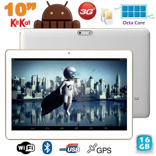Tablette 3G 10 pouces Octa Core 2GHz 2Go RAM Android Dual SIM GPS 16Go