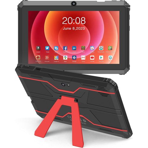 Tablette Android,Tablette 7 Pouces,avec Support,Compatible avec Une Carte TF de 256 Go,Rouge,Q88A
