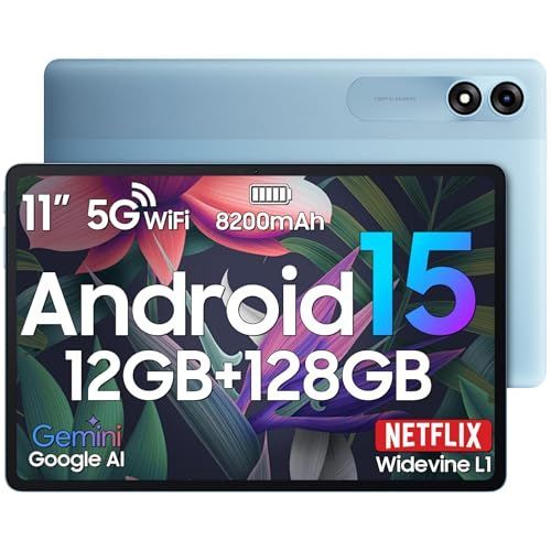 Tablette Blackview 2025 Android 15 11 pouces, Tab 90, Wi-Fi, 4 Go + 128 Go de stockage (extensible jusqu' 2 To) Blue