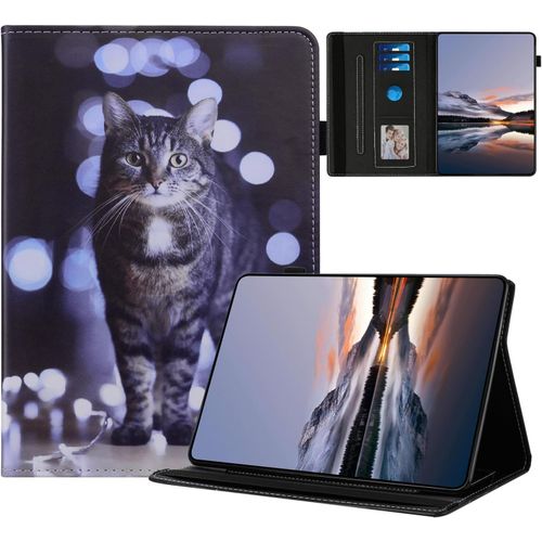 Tablette Coque Pour Samsung Galaxy Tab A 10.1 2019 Sm-T510 T515 tuis Housse Pu Cuir Flip Peint Motif Support Protection Pour Coque Samsung Galaxy Tab A 10.1 2019,Chat