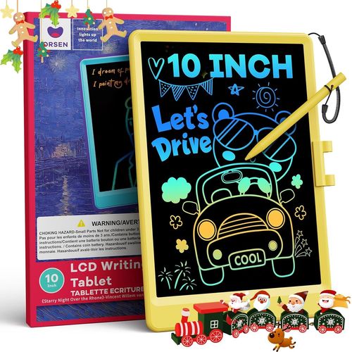 Tablette Dessin Enfant de 10 Pouces Jouet Enfant, Tablette d'criture LCD effacable tablette enfants, Ardoise Magique Enfant 2 3 4 5 6 Ans fille et Garons Cadeau D'anniversaire (Jaune)