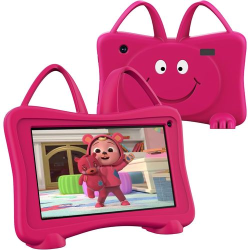 Tablette Enfants 7 Pouces Android Tablette ducative Enfant Applications Pr-Install 32 Go Rom 64 Go Extension, Tablette Pour Enfant Avec Kid-Proof tui Wifi Double Camra Contrle Parental