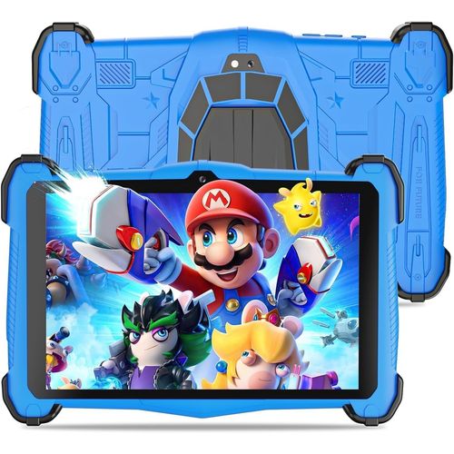 Tablette Enfants 7 Pouces,Tablette Android 14 Octa-Core 2,0 GHz,10 Go RAM + 64 Go ROM (TF 1 to),3000 mAh,WiFi,Bluetooth,Double Camra,Contrle Parental,APP ducation Enfants,Bleu