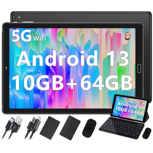Tablette GOODTEL G2 10 Go RAM + 64Go ROM (1TB TF) Octa-Core 10 Pouces WiFi 5G Bluetooth 5.0 Android 13 FHD IPS GPS 6000mAh, avec tui, Clavier et Souris - Noir