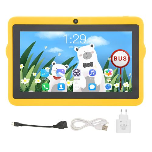 Tablette pour enfants 7 pouces, 2 go 32 go, 8 cœurs, CPU, pour Android 10, double caméra, haut-parleur unique, avec support, 100-240V