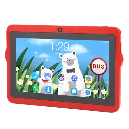 Tablette pour enfants 7 pouces pour Android10 5G WIFI double bande 2 Go 32 Go 8 cœurs CPU double caméra tablette à haut-parleur unique avec support 100-240 V prise américaine rouge