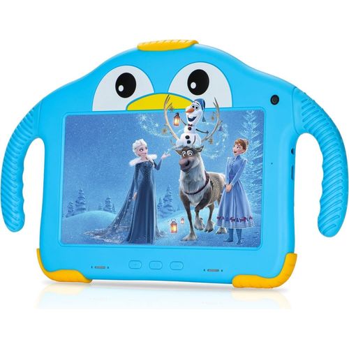 Tablette Pour Enfants 7 Pouces Tablette Enfant ducative Contrle Parental Wifi Tablette Tactile Enfant Android 10 Tablettes Anti-Chute Jolie Forme De Pingouin Bleu