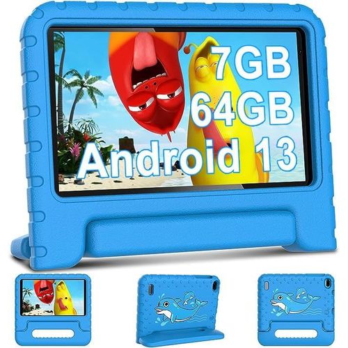 Tablette pour Enfants Android 11 Tablettes 7 Pouces HD avec 32Go(TF 128Go)-Processeur  Quad-Core|WiFi 6|Dual Cameras|Parental Control |Kid-Proof Case,Bleu