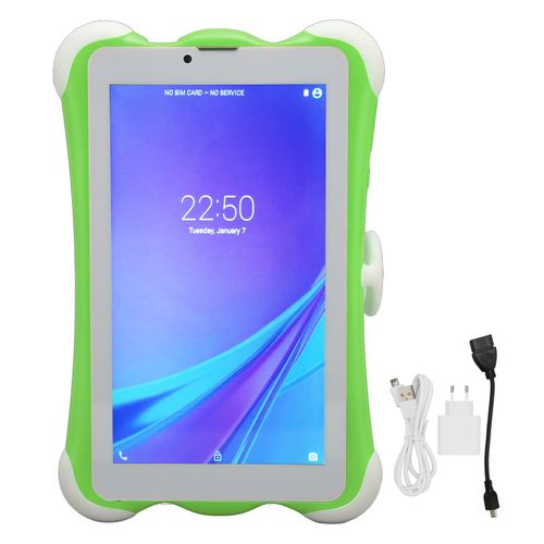 Tablette pour enfants de 7 pouces pour Android HD 1280x800 3GB 32GB WiFi double SIM 6000mAh Protection des yeux tablette pour enfants vert 100-240V prise ue