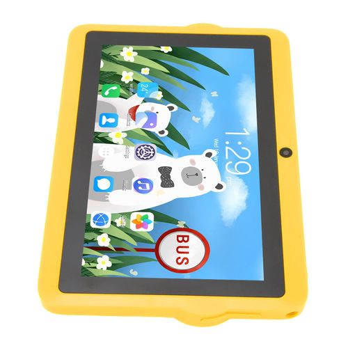 Tablette pour enfants de 7 pouces pour Android10 5G WIFI double bande 2 Go 32 Go 8 cœurs CPU double caméra tablette à haut-parleur unique avec support 100-240 V jaune prise américaine