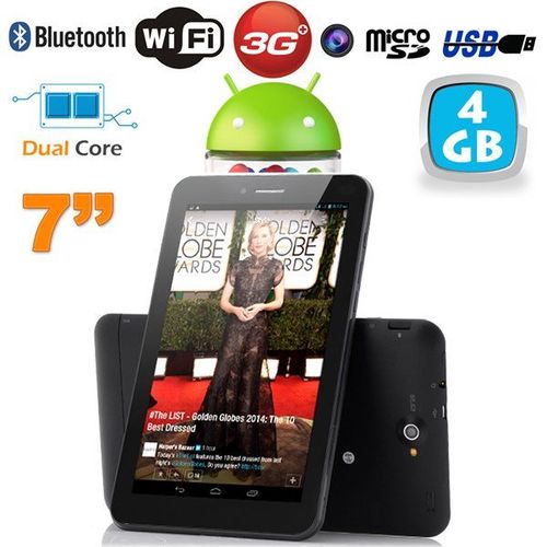 Tablette tactile 3G Dual SIM 7 pouces Dual Core Bluetooth GPS 4 Go