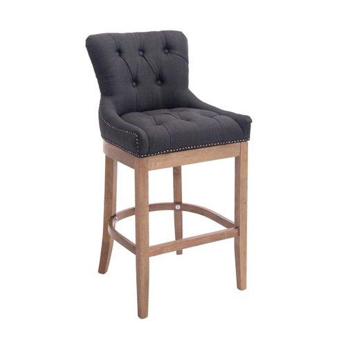 Tabouret De Bar Avec Repose-Pied Design Moderne Tissu Gris Fonc Etpieds En Bois De Caoutchouc 10_0001056
