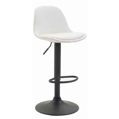 Tabouret De Bar Avec Repose-Pieds Design Moderne En Synthtique Blanc Pieds En Mtal Noir Mat 10_0001045