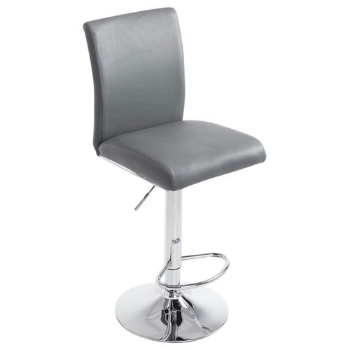 Tabouret De Bar Chaise Haute Avec Repose-Pieds Forme Trompette Design Moderne En Synthtique Gris 10_0000007