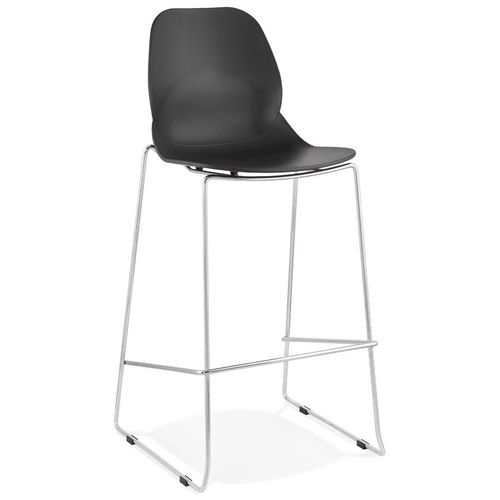 Tabouret De Bar Design Empilable 'berlin' Noir Avec Pied En Mtal Chrom