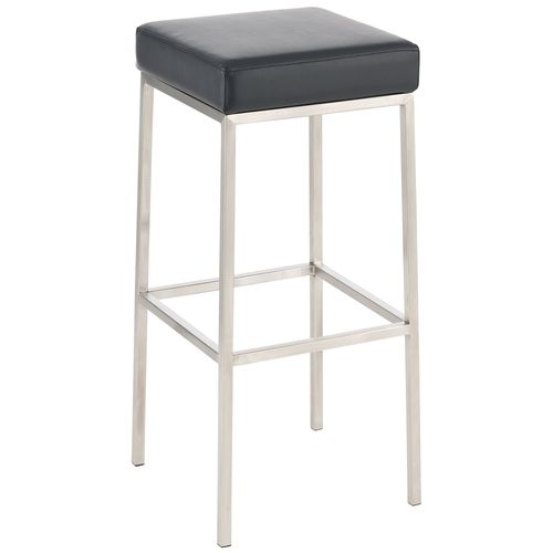 Tabouret De Bar Design Moderne Assise Confortable En Synthtique Noir Pieds Acier Inoxydable Bross Tdb10408