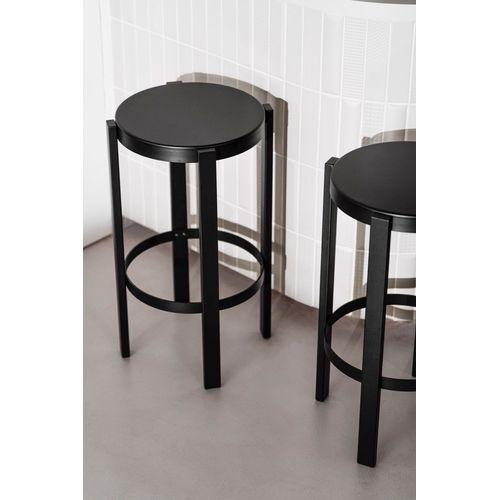 Tabouret De Bar En Acier Robuste, Noir, 75 Cm