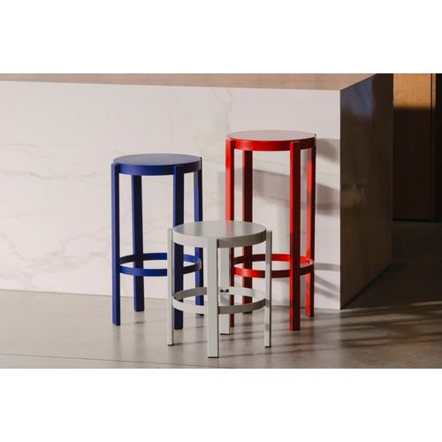 Tabouret De Bar En Acier Robuste, Rouge, 75 Cm