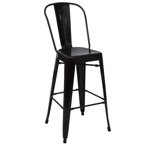 Tabouret De Bar Hwc-A73, Chaise De Comptoir Avec Dossier, Mtal, Design Industriel   Noir